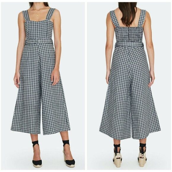 Faithfull The Brand - 12/XXL Liv Emelinah Check Black White Jumpsuit $289 - Picture 1 of 6